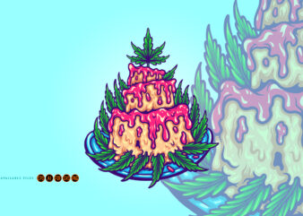 Stoner Birthday Cake with Cannabis Weed Leaf