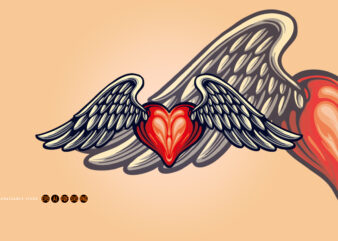 Heart Love Flying Isolated Illustrations