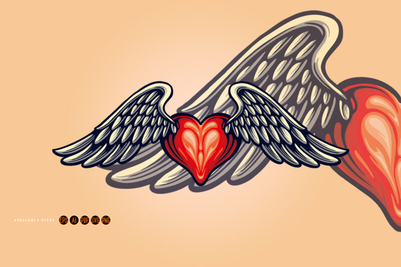 Heart Love Flying Isolated Illustrations