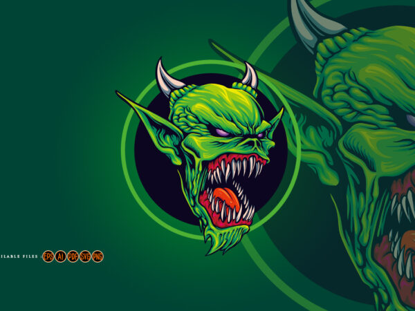Angry monster attack mascot illustrations t shirt vector