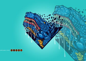 Blue dinosaurs t-rex head Mascot Logo Illustrations