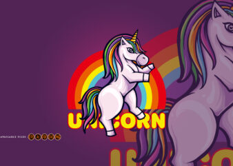 Cute unicorn pony rainbow Illustrations t shirt vector file