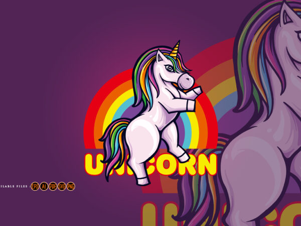 Cute unicorn pony rainbow illustrations t shirt vector file