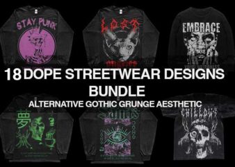 Alternative streetwear alt aesthetic y2k goth punk bundle t shirt design template