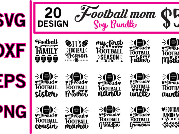 Football mom svg bundle t shirt graphic design