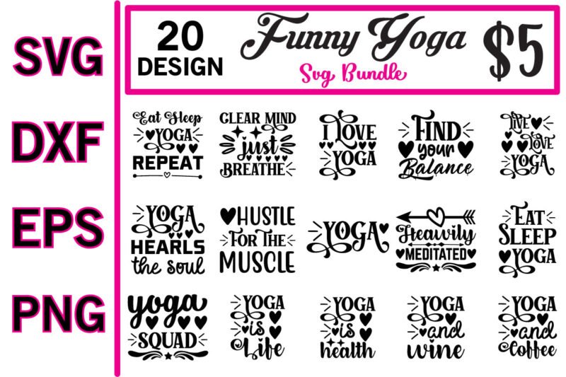 funny yoga svg bundle