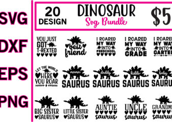 dinosaur svg bundle t shirt vector illustration
