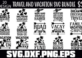 Travel and Vacation svg bundle t shirt designs for sale