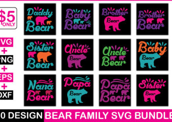 Bear Family SVG Bundle t shirt template