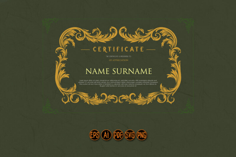 Certificate Calligraphic Ellegant Borders Ornate Frame