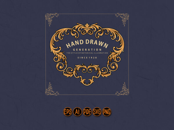 Premium frame vintage flourish hand drawn t shirt illustration