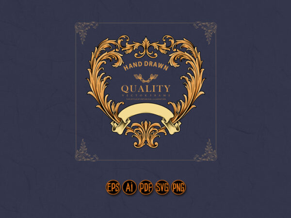 Premium frame vintage with shape heart t shirt illustration Premium frame vintage with shape heart t shirt illustration