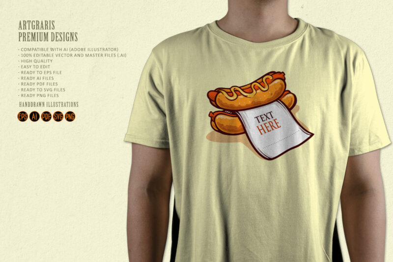 Hot Dog Logo with Paper Illustrations