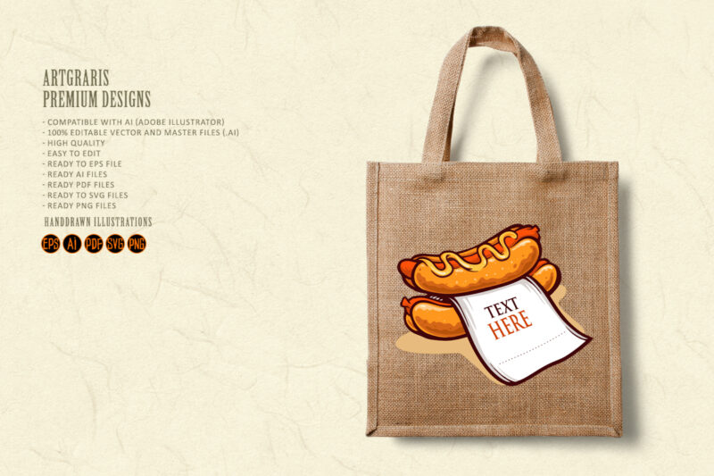 Hot Dog Logo with Paper Illustrations