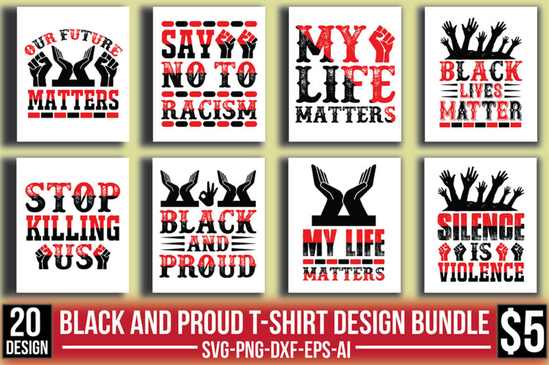 Black And Proud T-shirt Design Bundle
