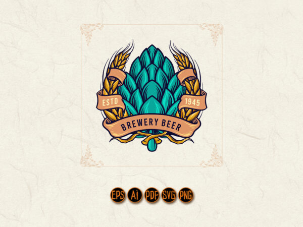 Brewery beer badge with ribbon logo vintage t shirt template Brewery beer badge with ribbon logo vintage t shirt template