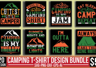 Camping T-shirt Design Bundle