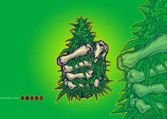 Cannabis Plant tree with stone bone