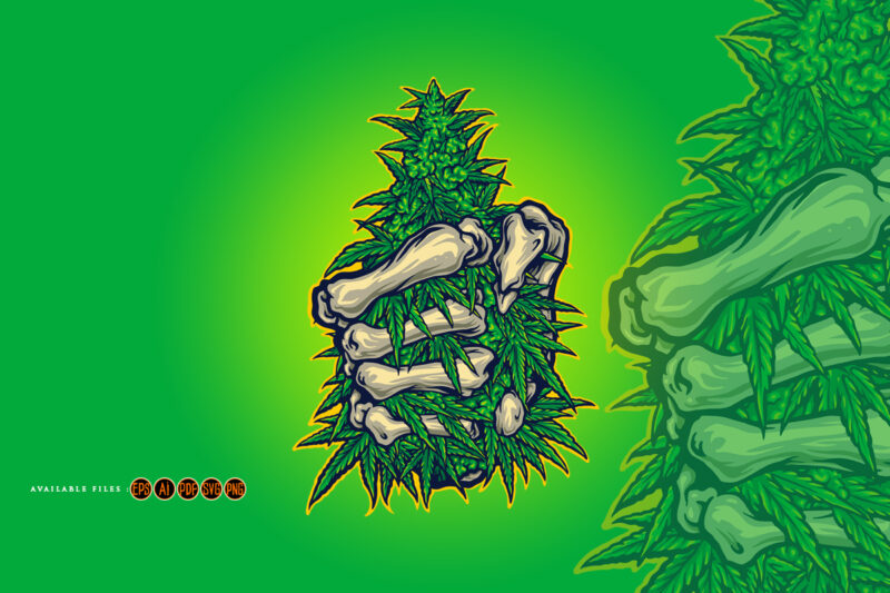 Cannabis Plant tree with stone bone