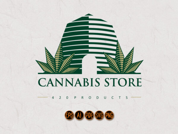 Cannabis weed store productions modern logo t shirt vector file
