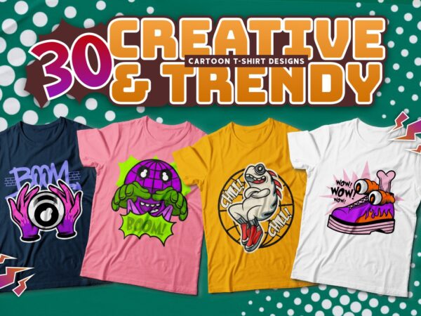 Creative and trendy cartoon t-shirt designs bundle, pop art graphic t-shirt, cartoon illustration, illustration t-shirt design, urban t-shirt design, cool t-shirt designs,
