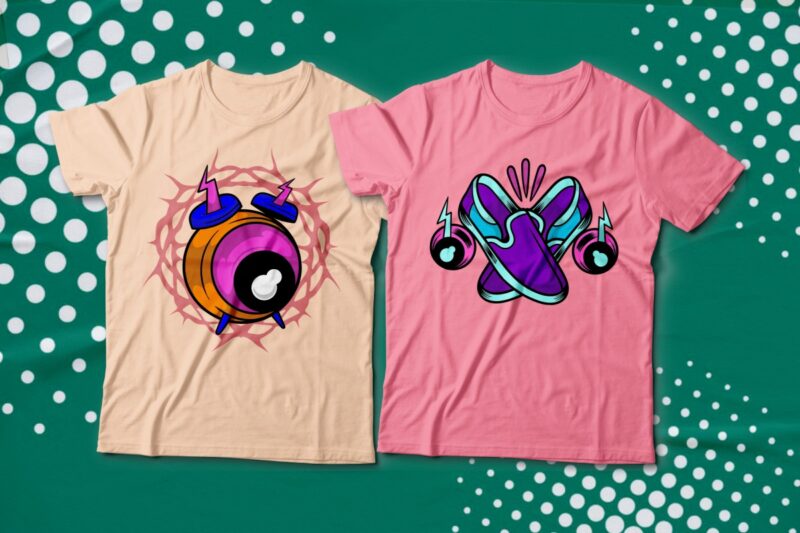 Creative and Trendy Cartoon T-shirt Designs Bundle, Pop Art Graphic T-shirt, Cartoon Illustration, Illustration T-shirt Design, Urban T-shirt Design, Cool T-shirt Designs,