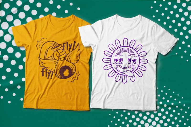 Creative and Trendy Cartoon T-shirt Designs Bundle, Pop Art Graphic T-shirt, Cartoon Illustration, Illustration T-shirt Design, Urban T-shirt Design, Cool T-shirt Designs,