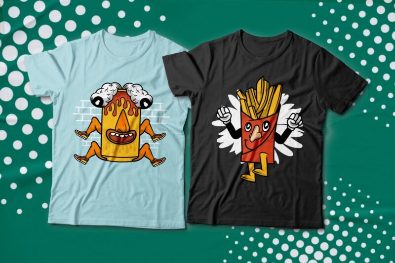 Creative and Trendy Cartoon T-shirt Designs Bundle, Pop Art Graphic T-shirt, Cartoon Illustration, Illustration T-shirt Design, Urban T-shirt Design, Cool T-shirt Designs,