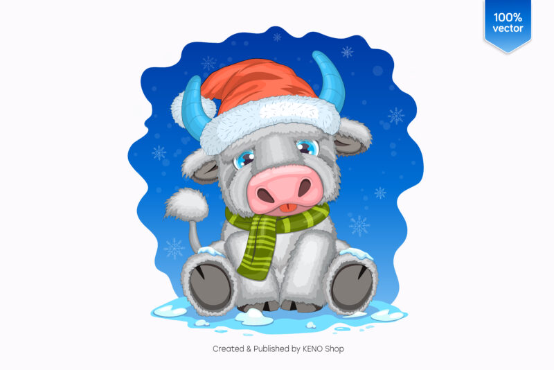 Cute snow bull. T-Shirt, PNG, SVG.