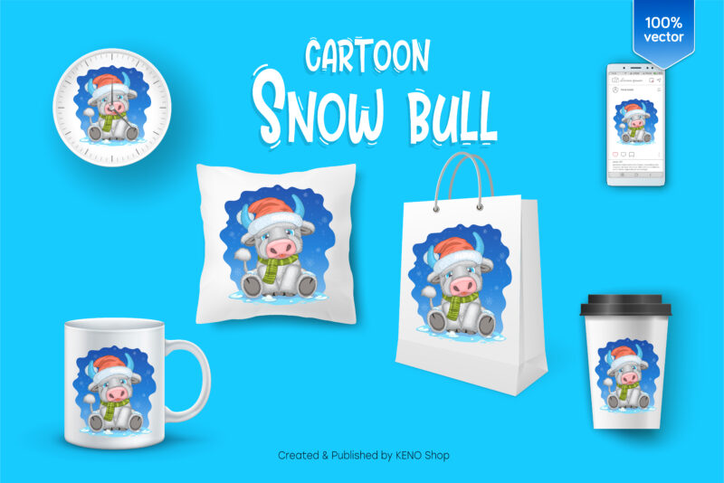 Cute snow bull. T-Shirt, PNG, SVG.