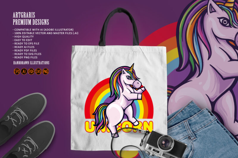 Cute unicorn pony rainbow Illustrations