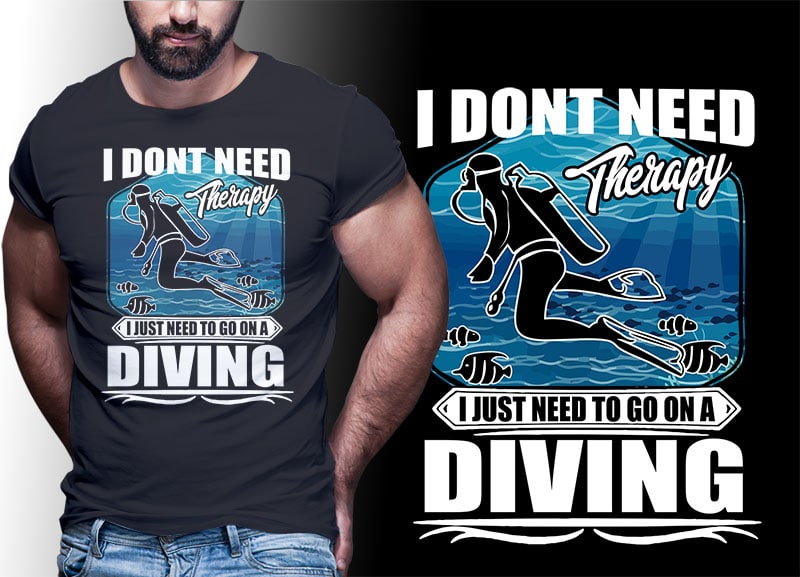 30 SCUBA DIVING Vintage Retro Tshirt Designs Bundle Editable