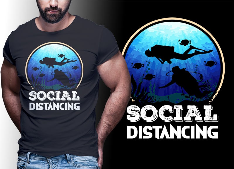 30 SCUBA DIVING Vintage Retro Tshirt Designs Bundle Editable