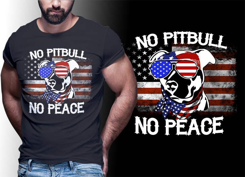 dog american flag tshirt design editable no pitbull no peace
