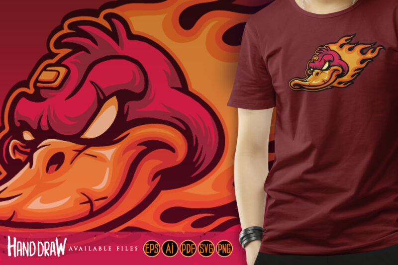 Fire Angry Head Duck Mascot Logo