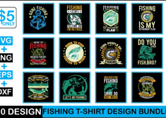 Fishing T-shirt Design Bundle