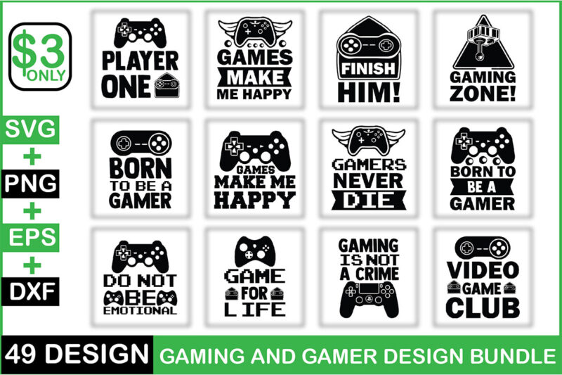 Gaming And Gamer Design Bundle - Buy t-shirt designs