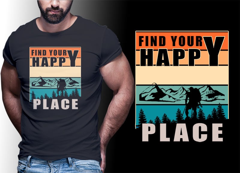 HIKING CLIMB MOUNTAIN Vintage Retro Tshirt Designs Bundle Editable