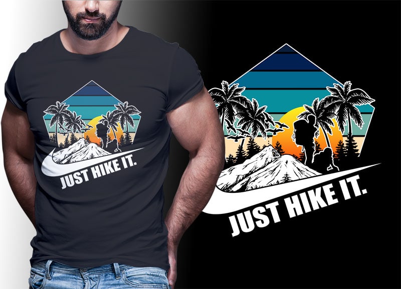 HIKING CLIMB MOUNTAIN Vintage Retro Tshirt Designs Bundle Editable