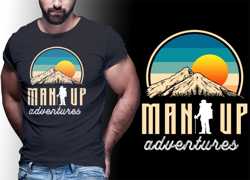 HIKING CLIMB MOUNTAIN Vintage Retro Tshirt Designs Bundle Editable