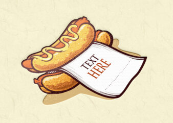Hot Dog Logo with Paper Illustrations