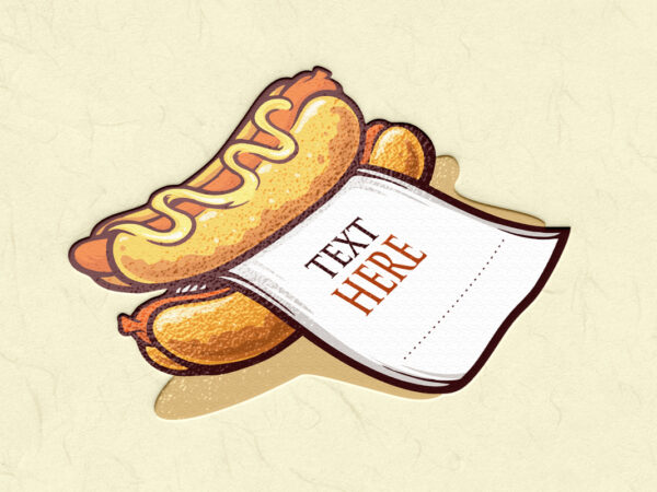 Hot dog logo with paper illustrations graphic t shirt