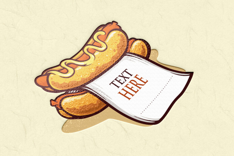 Hot Dog Logo with Paper Illustrations