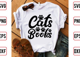 Cats books t shirt vector file