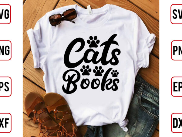 Cats books t shirt vector file
