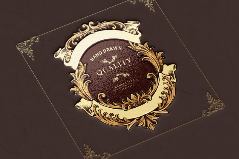 Premium badge vintage with gold ribbon