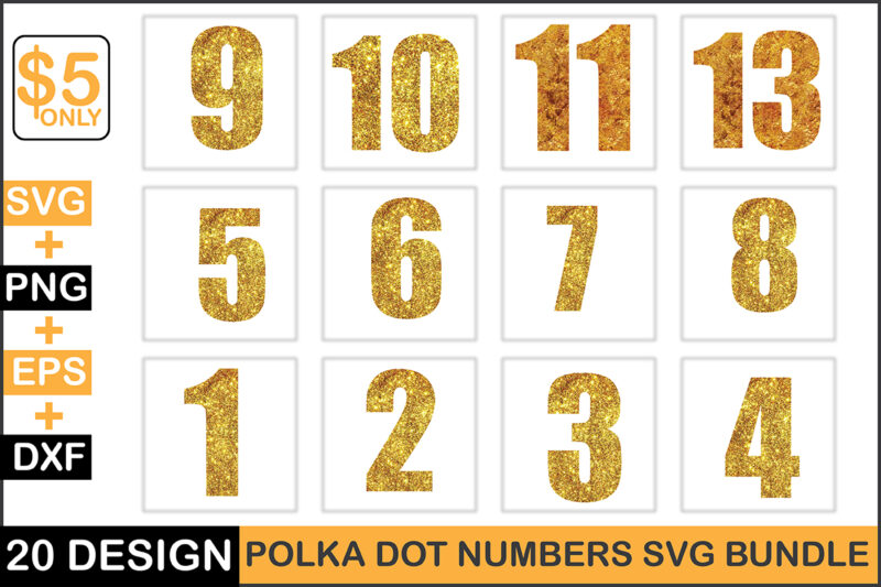Polka Dot Numbers Svg Bundle