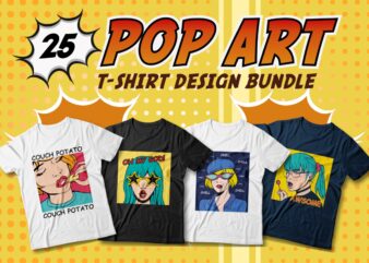 Pop Art T-shirt Designs Bundle, Cool Trendy Graphic T-shirt, Pop art illustration, Funny T-shirt Designs