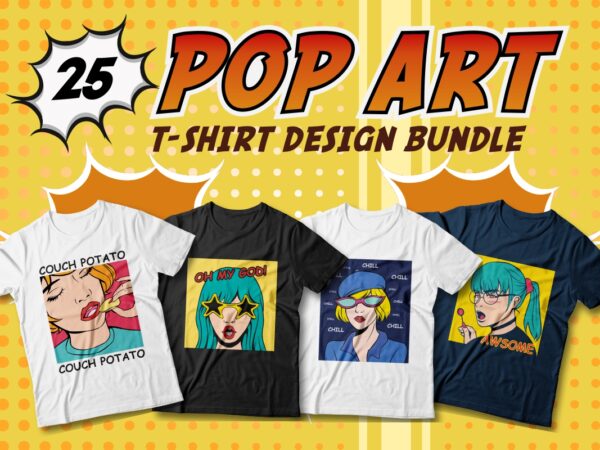 Pop art t-shirt designs bundle, cool trendy graphic t-shirt, pop art illustration, funny t-shirt designs