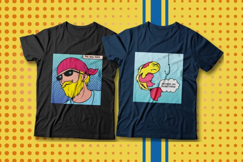 Pop Art T-shirt Designs Bundle, Cool Trendy Graphic T-shirt, Pop art illustration, Funny T-shirt Designs